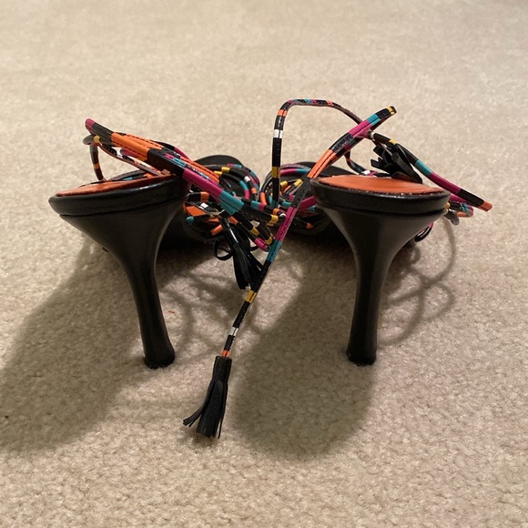 Colin Stuart Colorful Leather Straps Lace-Up/Wrap Sandals Heels Size 6.5 - Picture 5 of 13